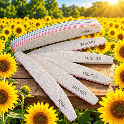 limes à ongles dans champs de tournesols